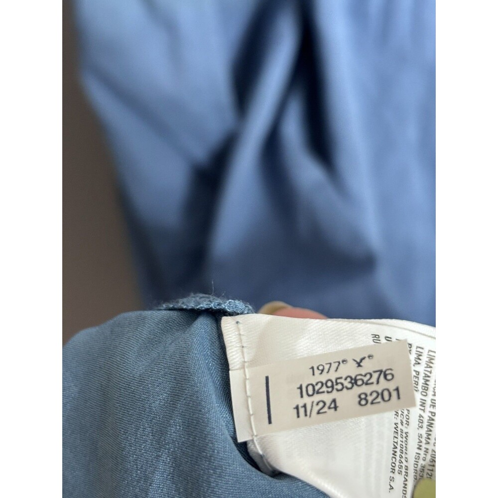 American Eagle  Smocked Bodice Eyelet hem Midi Cottagecore Dress XL blue NWT - Picture 8 of 8